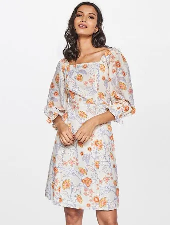 AND Women's Floral Printed Midi A-Line Dress